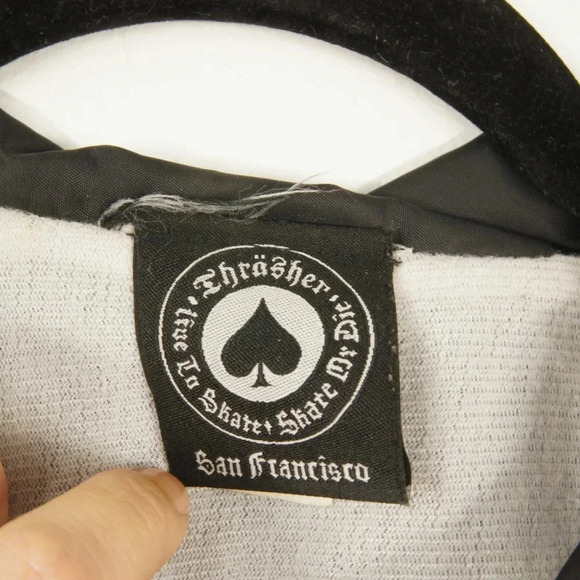 Vintage 90s Thrasher  Skateboard Pentagram Black Bomber Windbreaker Jacket - Picture 3 of 4